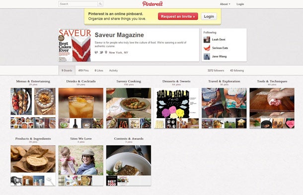 When pinning to Pinterest, Saveur editors select images that 'tell a story.'