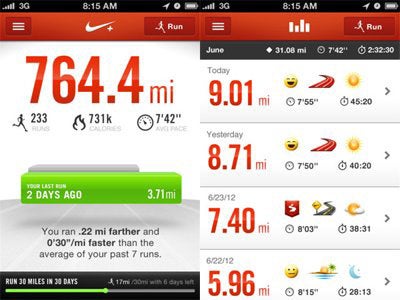 Nike+: Have a record of where you ran and how long it took you.