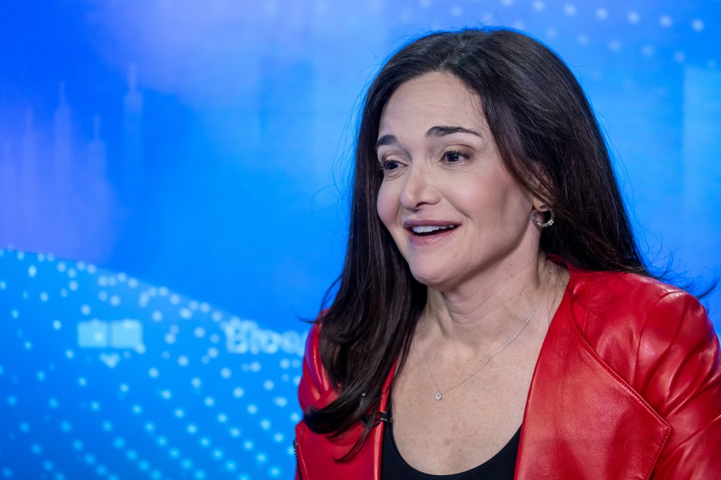 Sheryl Sandberg, former chief operating officer of Meta Platforms Inc., during a Bloomberg Television interview in San Francisco, California, US, on Tuesday, Dec. 9, 2025. Sandberg, the former Meta Platforms Inc. executive who encouraged women to work harder and more purposefully toward promotions in her 2013 book Lean In, says women's ambitions remain strong and it's their employers that have pulled support. Photographer: David Paul Morris/Bloomberg