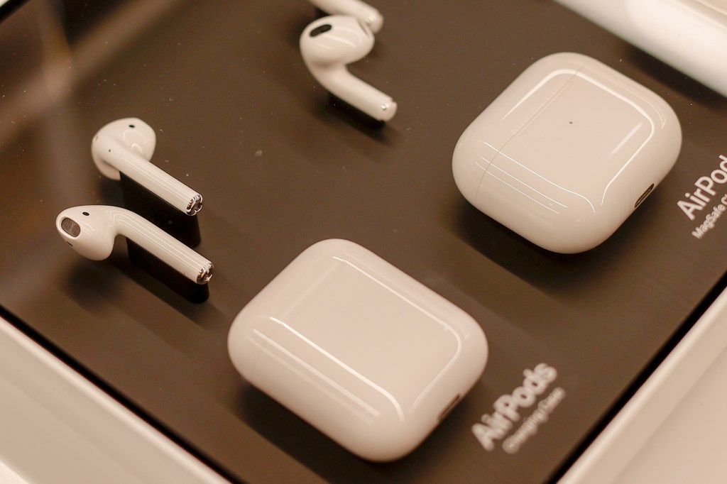 AirPods on display. Photo by Sefa Karacan/Anadolu Agency via Getty Images